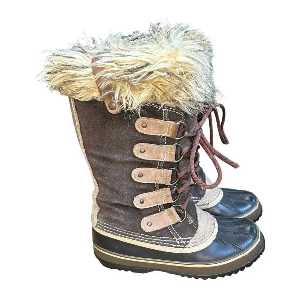 ☃️❄️Sorel Joan of Arctic Boots lined Winter Snow Faux Fur Lined Waterproof Brown